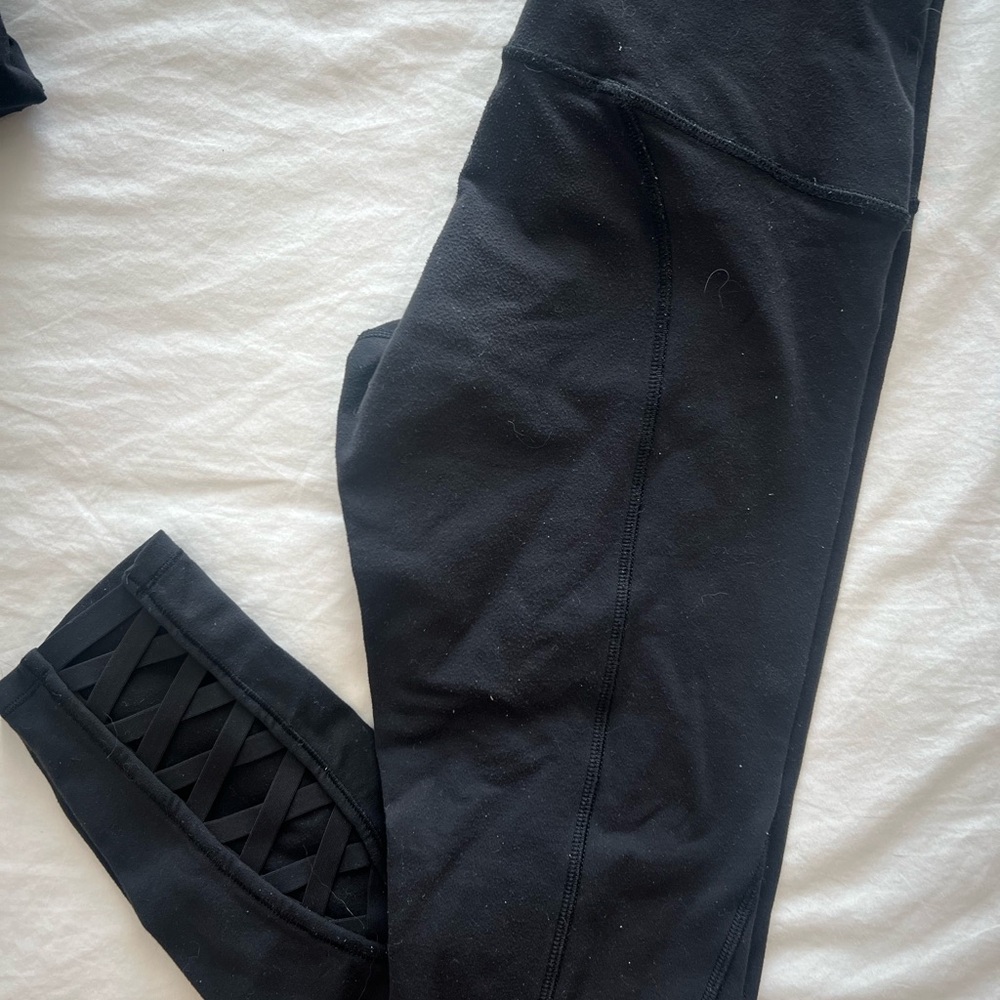 LULULEMON Black Leggings with Criss Cross detail